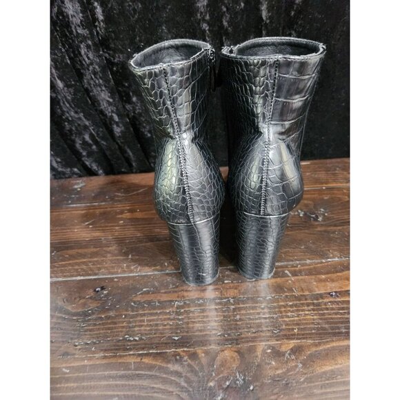 DREAM PAIRS Sianna Croc Embossed Block Heel Ankle Booties/Sz. 9.5 - Picture 6 of 8
